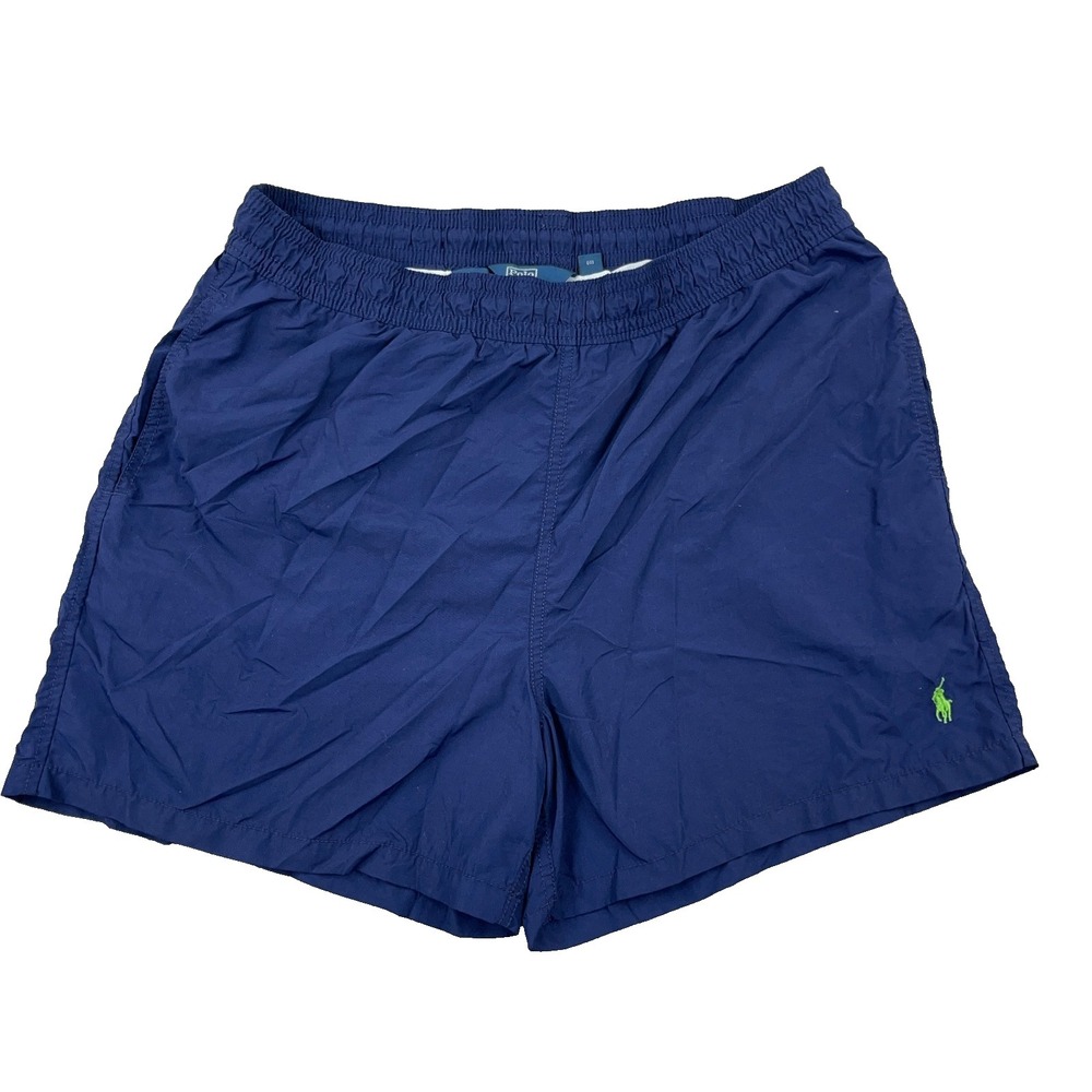 Vintage Polo Ralph Lauren Swim Trunks Men Large Blue Bored Shorts Green Pony Y2K